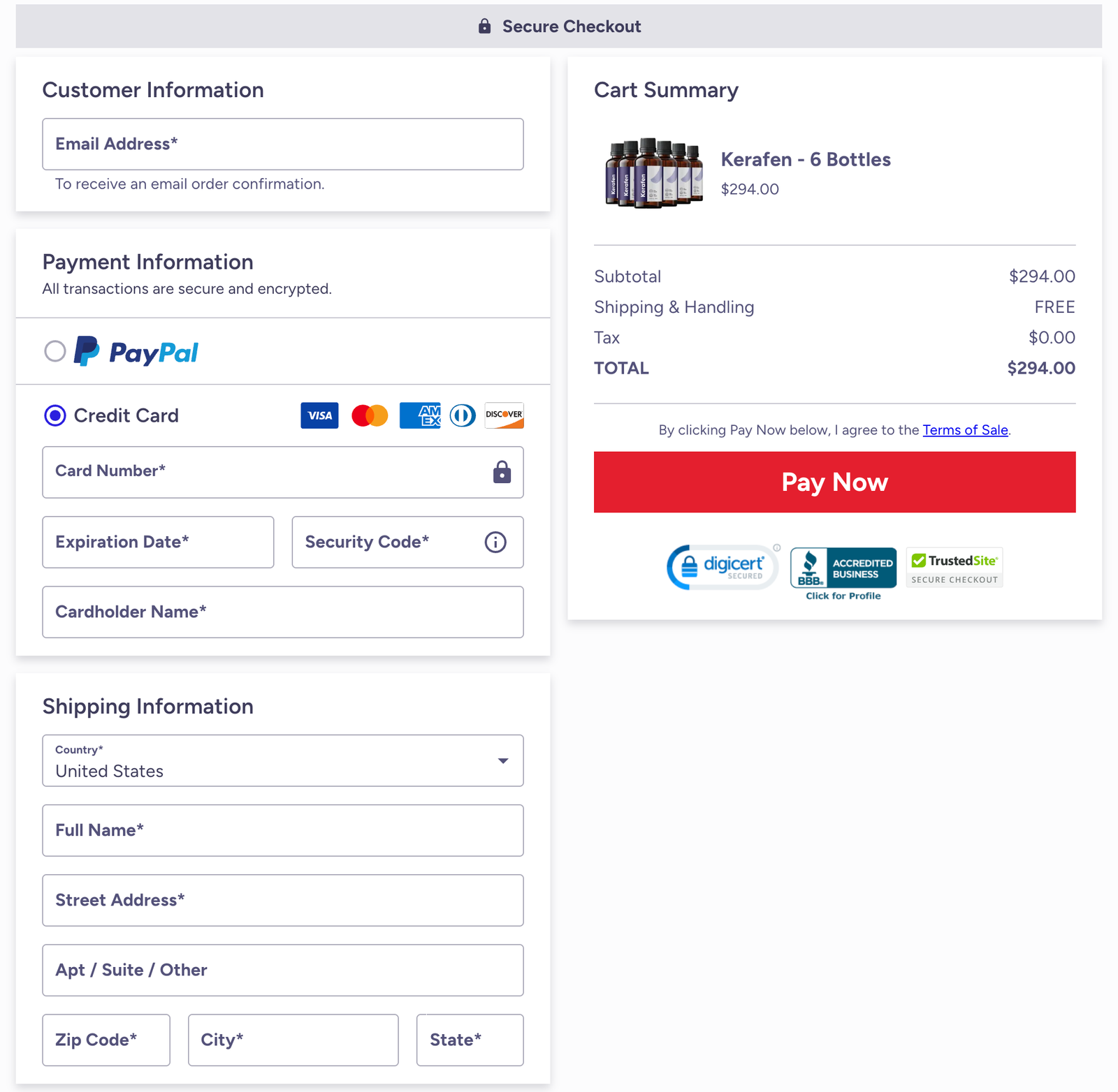 Kerafen Official Website Secure Order Page